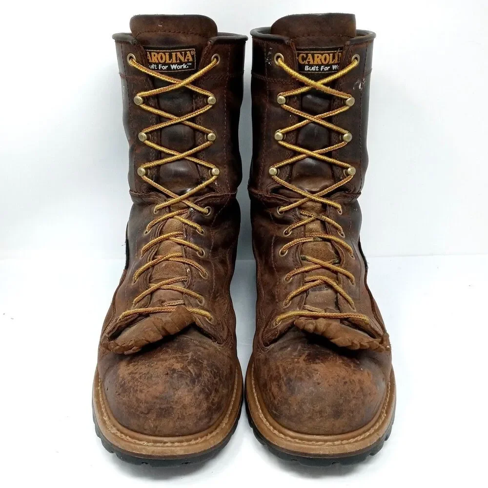 Carolina Brown Leather Work Boots Mens 12D Safety Toe EH Waterproof - Picture 6 of 12